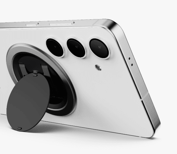 OhSnap magnetic grip stand on the back of a phone
