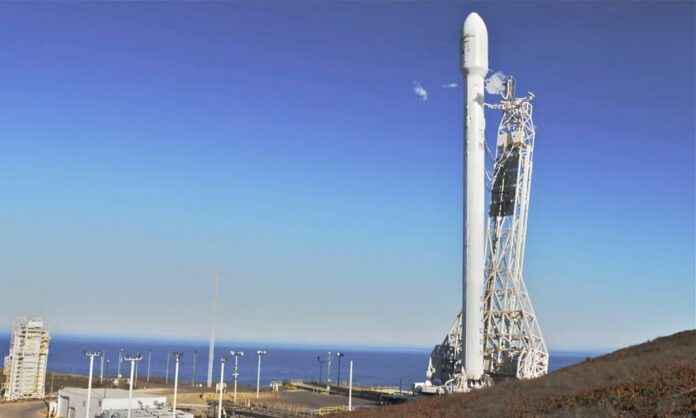 f9 A SpaceX Falcon 9 rocket on the launch pad at Vandenberg