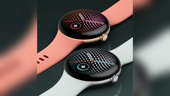 google-pixel-watch-5 Two Google Pixel Watch 5 models with coral and mint bands